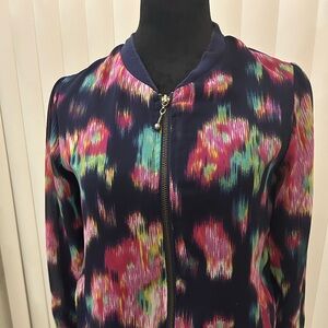 Japna Red and Pink Bomber Jacket with Artistic Floral Design